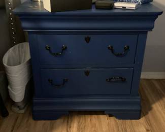 Blue 2 Drawer Nightstand