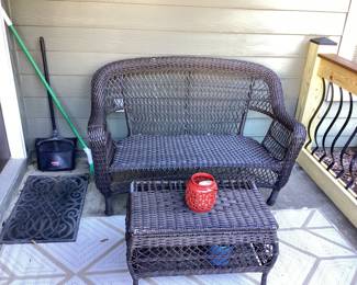 Wicker Loveseat and Table