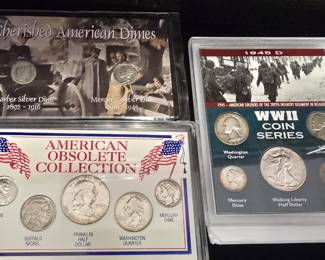 diffrent coin sets some silver