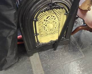 antique cast iron fireplace screen 
