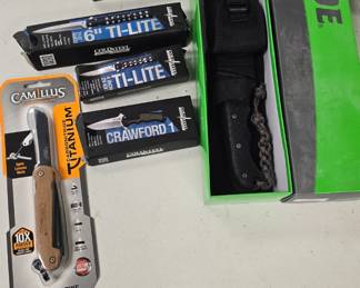 large pocket knife collection. Kershaw, Gerber, Boker, Schrade, Cold Steel, etc etc most are new old stock 