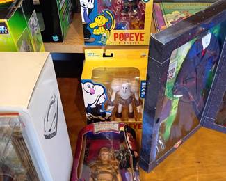 Large collection of vitage toys and Action figures Popeye and more 