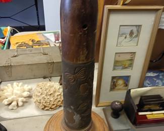 awesome large piece of trench art hand engraved butterflies and more 