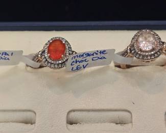 Le Vian diamond rings choc diamonds, fire opal 14k gold 