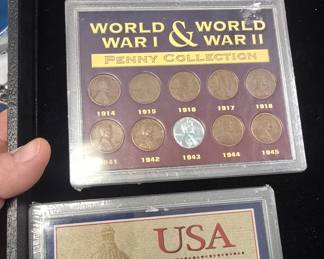 diffrent coin sets some silver