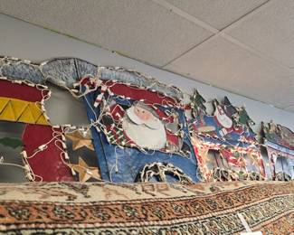 light up front yard Christmas display 