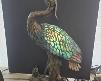 stained glass heron lamp 