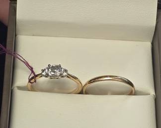 Reeds wedding ring set diamonds and 14k gold 