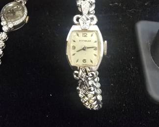 vintage 10k gold and diamond womens watch 