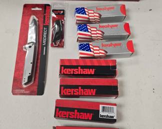 large pocket knife collection. Kershaw, Gerber, Boker, Schrade, Cold Steel, etc etc most are new old stock 