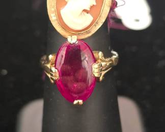  14k gold rings , cameo etc 