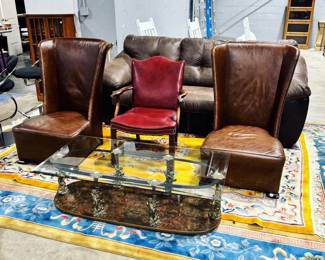 Leather High back Chairs, Sofa Coffee Table & Rugs Orlando Estate Auction