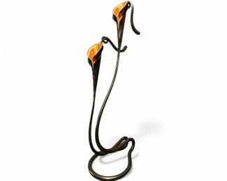 Jack Brubaker Hand Forged Calla Lily Candle Holders