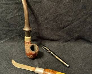 Wellington Pipe Hagerty Ballpoint Pen And Horn Handle Letter Opener