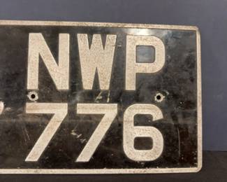 Vintage British Square License Plate