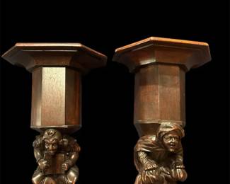 Hand Carved Walnut WallBracket Shelves