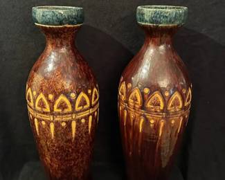 Pair Of Slip Vases From Belgium