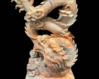 Carved Marble Dragon Statue 2 Ft