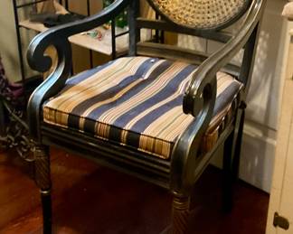 Canned Egyptian revival chair with cushion 