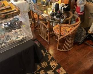 Rattan glass topped dining set for 2