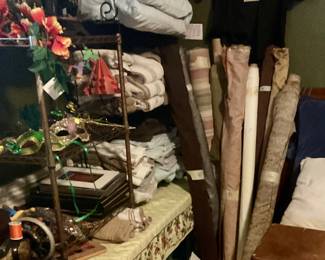 rolls of upholstery fabric