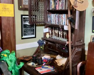 teak desk with book case