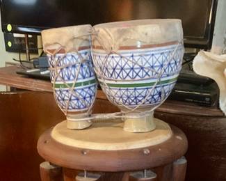 Bongo drums ceramic and hide