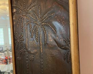 #67	Concave Palm Tree Imprinted Beveled hanging Mirror - 27 x 31	 $ 40.00 																												