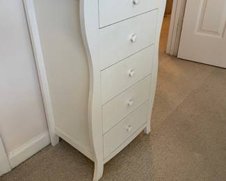 #29	Wavy White 5 drawer cabinet, wood-like. As is finish. 17.5x13.5x31	 $ 40.00 																												