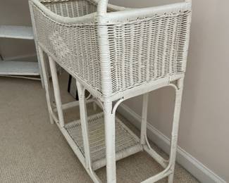#26	White Wicker plant Stand/basket 27.5x12x26	 $ 30.00 																												