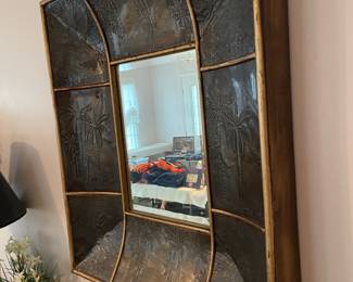 #67	Concave Palm Tree Imprinted Beveled hanging Mirror - 27 x 31	 $ 40.00 																												