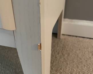 #37	Wood-look white chest of 5 drawers. As is. 28x15.5x46	 $ 50.00 																												