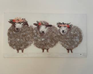 #32	Textured art on canvas - 3 lambs 26x14	 $ 20.00 																												