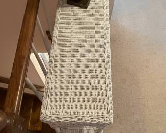 #19	White Wicker Sofa table - 25x12x27	 $ 40.00 																												
