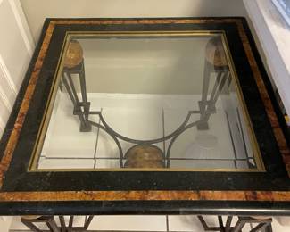#44	Metal Square Coffee Table - metal base with beveled glass insert. 27" square x 21"	 $ 25.00 																												