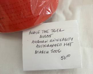#92	"Aubie" The Tiger Mascot Signed Auburn Hat - 	 $ 50.00 																												