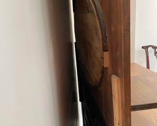 #4	Antique Carved Wood Oak Storage/Buffet - with beveled mirror. 2 pcs. 3 drawers, 2 doors. 3 shelves.48x27x82	 $ 350.00 																												