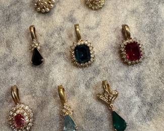 #107	Lot of 8 - Vintage "Roman" Clip on Pendant Enhancers 	 $ 60.00 																												