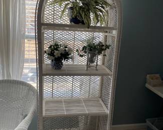 #11	White Wicker 4 shelf display cabinet 30x15x75	 $ 125.00 																												
