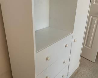 #28	Laminate Cabinet w 3 drawers, 1 door and 3 shelves. 40.5x14.5 x 48 (UPSTAIRS YOU MOVE)	 $ 20.00 																												