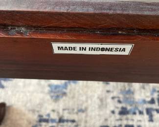 #5	Wood Dining Room ball and claw chairs - 2 captains chairs, 4 armless chairs. Cream striped upholstery. Made in indonesia	 $ 150.00 																												