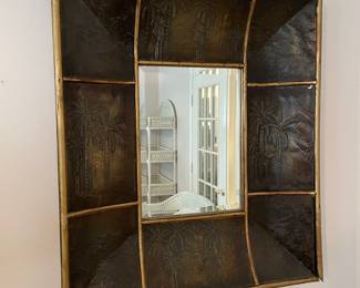 #67	Concave Palm Tree Imprinted Beveled hanging Mirror - 27 x 31	 $ 40.00 																												
