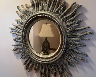 #20	Plastic Round Distressed Grey Sunburst Mirror - 34" diagonal	 $ 20.00 																												