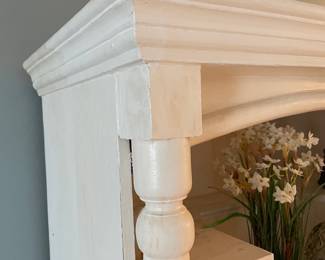 #12	Heavy White Painted Distressed 4 shelf Wood display cabinet. 4 drawers 35x18x71 (YOU MOVE UPSTAIRS, heavy.)	 $ 175.00 																												