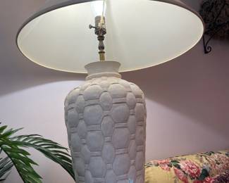 #62	textured off white mid century floor lamp 64" tall	 $ 60.00 																												