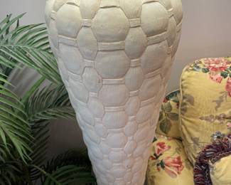 #62	textured off white mid century floor lamp 64" tall	 $ 60.00 																												