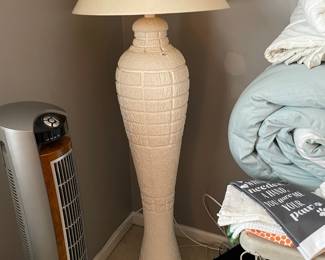 #36	Ceramic Mid Century Textured White Floor Lamp 63" tall	 $ 40.00 																												