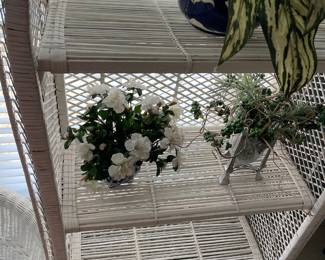 #11	White Wicker 4 shelf display cabinet 30x15x75	 $ 125.00 																												