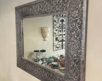 #47	Stamped Silver Design Rectangle mirror - 28x22	 $ 25.00 																												