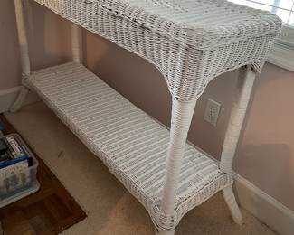 #58	White wicker Long Sofa Table - 48x16x34	 $ 50.00 																												